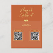 テラコッタ金ゴールド結婚写真のQR Cdエンクロージャカード エンクロージャーカード (正面)