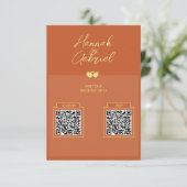 テラコッタ金ゴールド結婚写真のQR Cdエンクロージャカード エンクロージャーカード (スタンド正面)