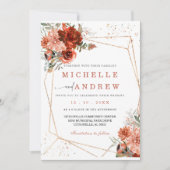 テラコッタ金ゴールド結婚式招待状テンプレート 招待状 (正面)