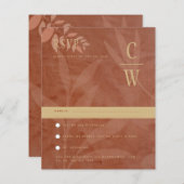 テラコッタ金ゴールド葉秋の結婚式モダン (正面/裏面)