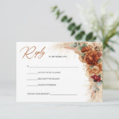 テラコッタ銅ブルゴーニュフローラパンパスグラス 出欠カード (スタンド正面)