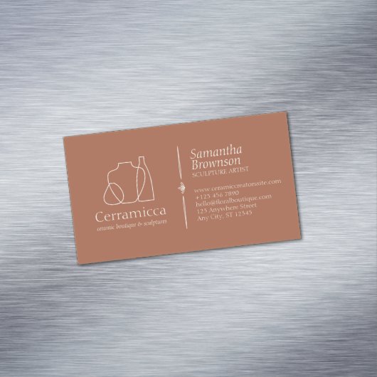 テラコッタ陶器彫刻花瓶陶磁器 マグネット名刺 (インサイチュ)