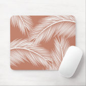 テラコッタ離れの色の背景に白いパームの マウスパッド (マウス)