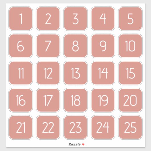 テラコッタ風 カスタマイズ可能 スクエア数字ステッカー シール (シート)
