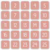テラコッタ風 カスタマイズ可能 スクエア数字ステッカー シール (正面)