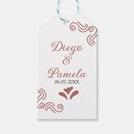 テラコッタ黒スペインのい結婚素朴な夫婦は ギフトタグ (正面)