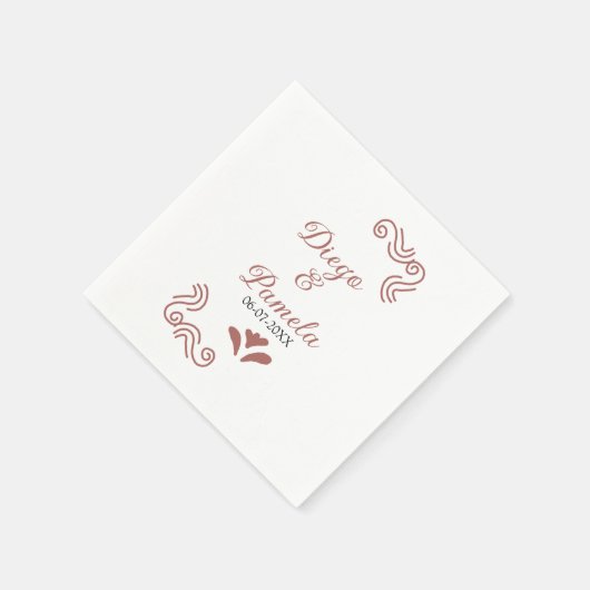 テラコッタ黒スペインのい結婚素朴な夫婦は スタンダードカクテルナプキン (角)