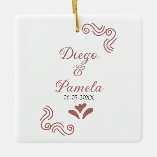 テラコッタ黒スペインのい結婚素朴な夫婦は セラミックオーナメント (正面)