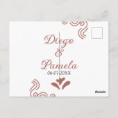 テラコッタ黒スペインのい結婚素朴な夫婦は ポストカード (裏面)