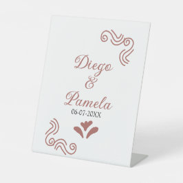 テラコッタ黒スペインのい結婚素朴な夫婦は 台座サイン