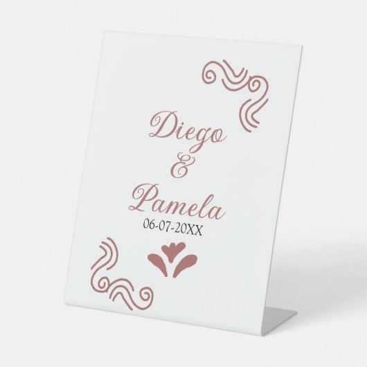 テラコッタ黒スペインのい結婚素朴な夫婦は 台座サイン (正面)