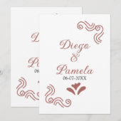 テラコッタ黒スペインのい結婚素朴な夫婦は 招待状 (正面/裏面)