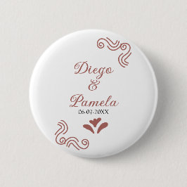 テラコッタ黒スペインのい結婚素朴な夫婦は 缶バッジ