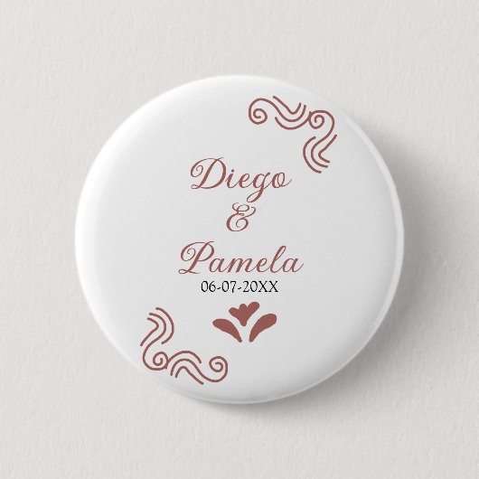 テラコッタ黒スペインのい結婚素朴な夫婦は 缶バッジ (正面)