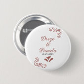 テラコッタ黒スペインのい結婚素朴な夫婦は 缶バッジ (正面&裏面)