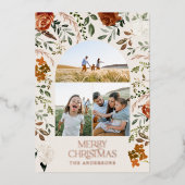 テラコッタ3写真植物学エレガントのアーチ休日 箔シーズンカード (正面)