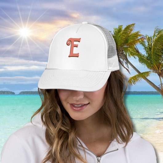 テラコッタ3Dモダンイニシャルレター |アイボリークリーム キャップ