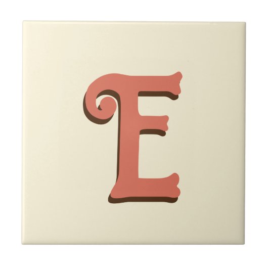 テラコッタ3Dモダンイニシャルレター |アイボリークリーム タイル (正面)