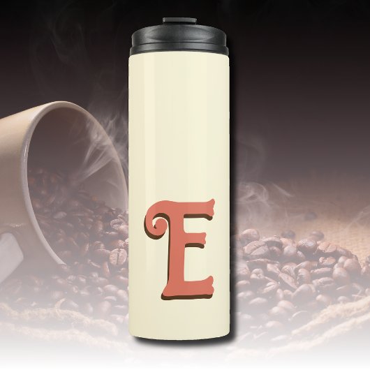 テラコッタ3Dモダンイニシャルレター |アイボリークリーム タンブラー
