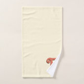 テラコッタ3Dモダンイニシャルレター |アイボリークリーム バスタオルセット (ハンドタオル)