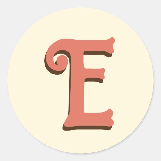 テラコッタ3Dモダンイニシャルレター |アイボリークリーム ラウンドシール (正面)