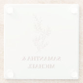 テラコッタ アイボリー ベージュ アイビーライン 花 ウェディング ガラスコースター (裏面)