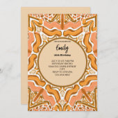 テラコッタ アブストラクト パターン 現代の筆致 招待状 (正面/裏面)