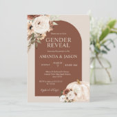 テラコッタ アーチ フラワーパンプキン ベイビー 性別発表 招待状 (スタンド正面)