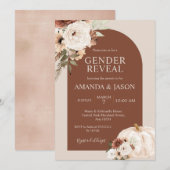 テラコッタ アーチ フラワーパンプキン ベイビー 性別発表 招待状 (正面/裏面)