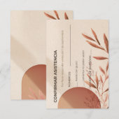 テラコッタ アーチ 結婚式 出席確認カード スペイン語 招待状 (正面/裏面)