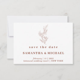 テラコッタ インドア オータム フローラル セーブ・ザ・デート 招待状