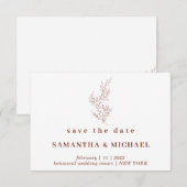 テラコッタ インドア オータム フローラル セーブ・ザ・デート 招待状 (正面/裏面)