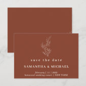 テラコッタ インドネシア 秋 フラワー セーブデート モダン 招待状 (正面/裏面)