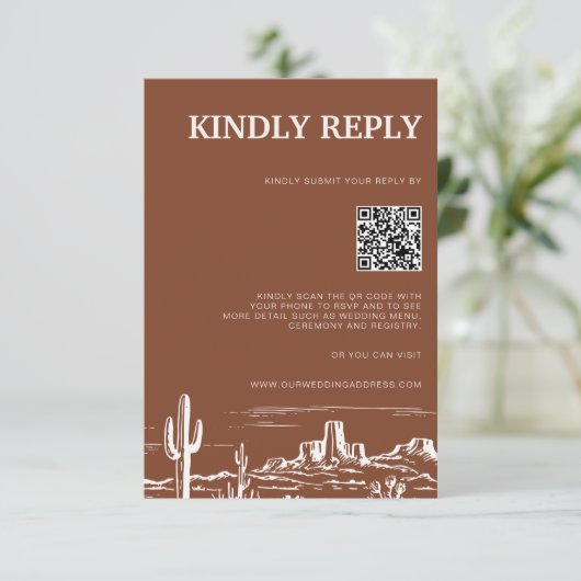 テラコッタ ウェスタンデザート RSVP レスポンスカード (スタンド正面)