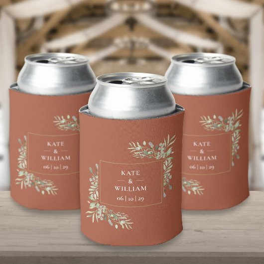 テラコッタ ウェディング グリーン 葉 カン クーラー