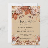 テラコッタ ウェディング セーブ・ザ・デート Taupe+Floral 招待状 (正面)