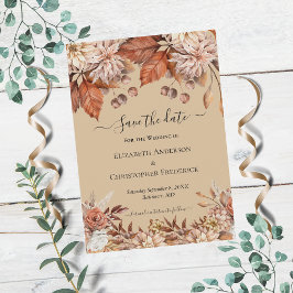 テラコッタ ウェディング セーブ・ザ・デート Taupe+Floral 招待状