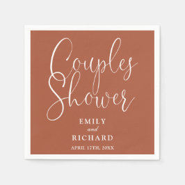 テラコッタ エレガント カップル ブライダル ウェディング シャワー スタンダードカクテルナプキン