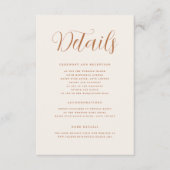 テラコッタ エレガント スクリプト モダン ウェディングの詳細 エンクロージャーカード (正面)