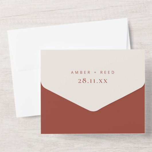 テラコッタ エレガント ミニマル ウェディング   オールインワン招待状 (裏面)