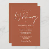 テラコッタ エレガント モダン スクリプト ウェディング 招待状 (正面/裏面)