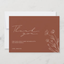 テラコッタ オレンジ色 クリーム色 ベージュ ベビーシャワー サンキューカード