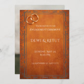 テラコッタ オレンジ ミニマリスト 婚約式 招待状 (正面/裏面)