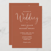 テラコッタ オールインワン エレガント スクリプト ウェディング 招待状 (正面/裏面)