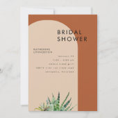 テラコッタ カクタス ジオメトリック ブライダルシャワー 招待状 (正面)