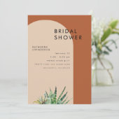 テラコッタ カクタス ジオメトリック ブライダルシャワー 招待状 (スタンド正面)