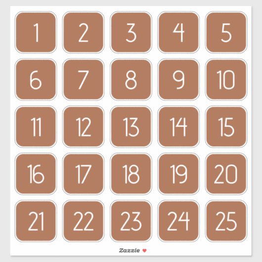 テラコッタ カスタマイズ可能 スクエア数字ステッカー シール (シート)