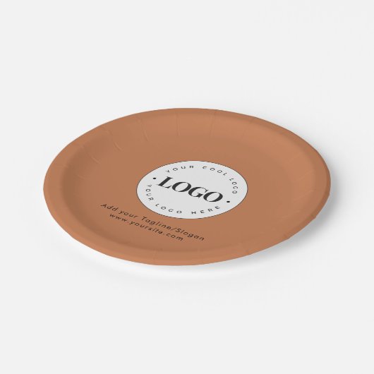 テラコッタ カスタム ビジネス 会社 ロゴ パーティー ペーパープレート (アングル)