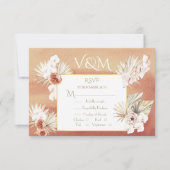 テラコッタ&カーキパーム葉ズトロピカルRSVP 出欠カード (正面)