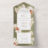 テラコッタ&カーキパーム葉ズ結婚ス オールインワン招待状 (内側)